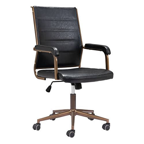 Zuo Modern - Auction Office Chair Vintage Black - Modern - Seating - Steel, Plywood, Foam, 100% Polyurethane - Indoor - 41.3in Height