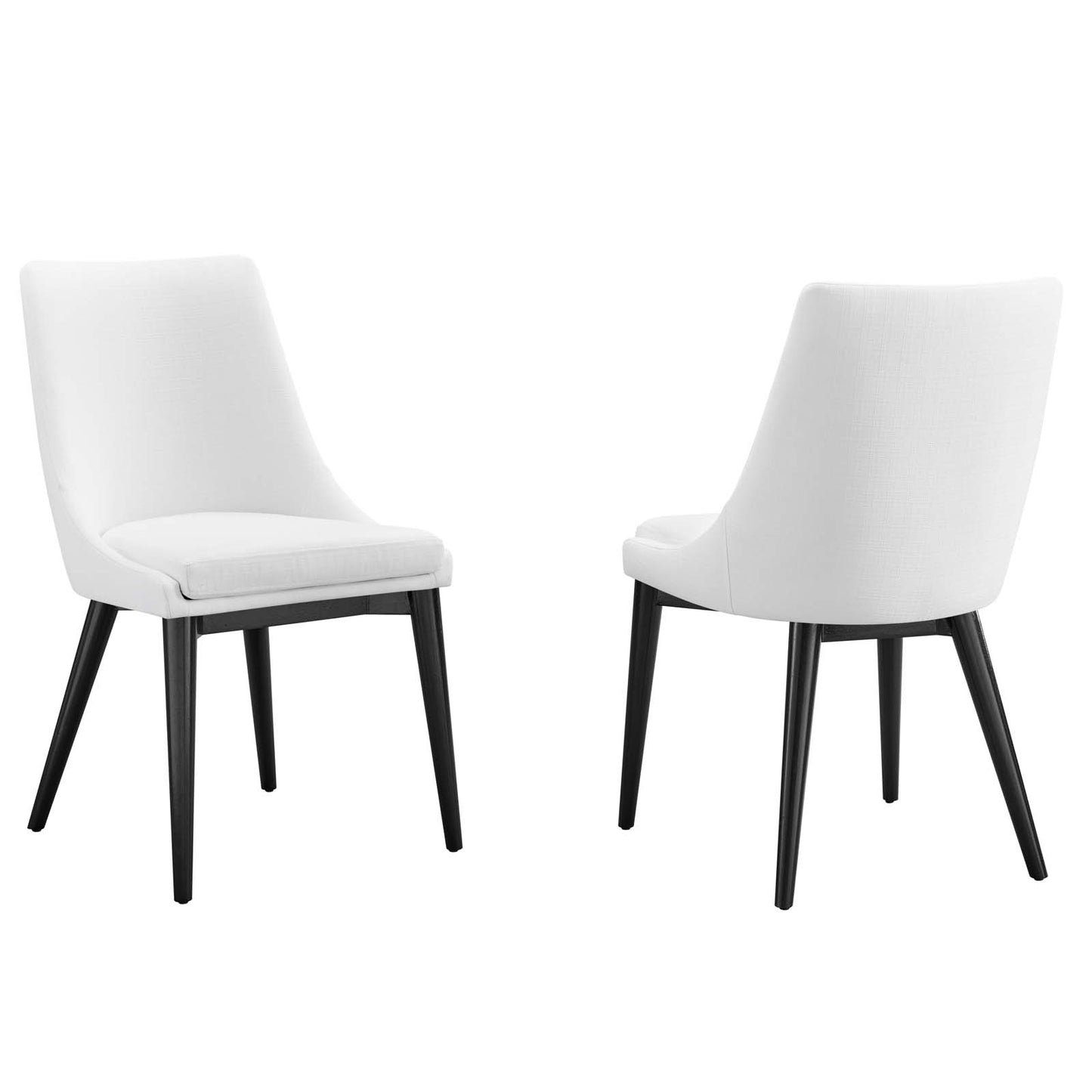 Modway Viscount Mid-Century Modern Upholstered Fabric Two Dining Chairs in White