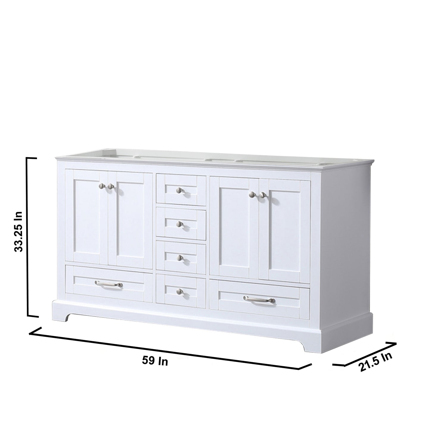 Dukes 60" White Vanity Cabinet Only