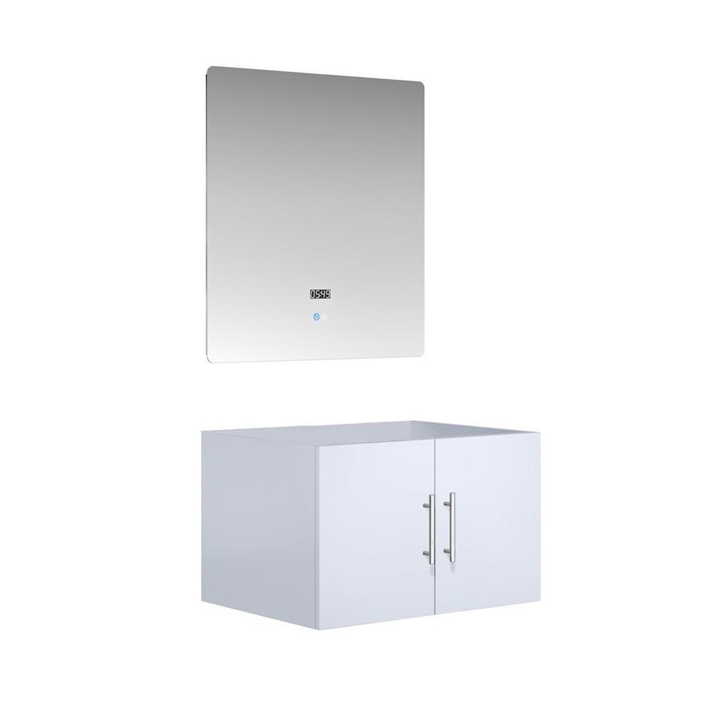 Geneva 30" Glossy White Single Vanity, no Top and 30" LED Mirror