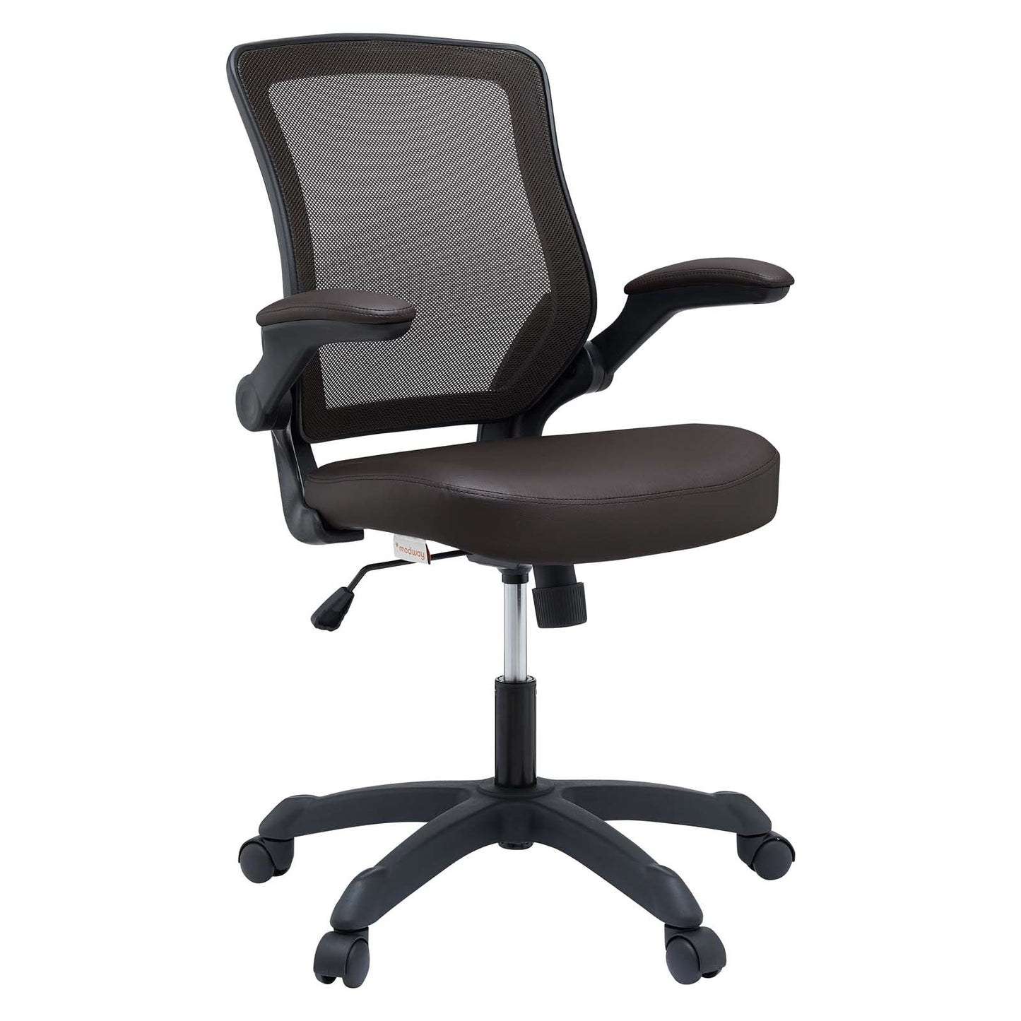Modway Veer Back and Mesh Seat with Flip-Up Arms, Office Chair, Brown
