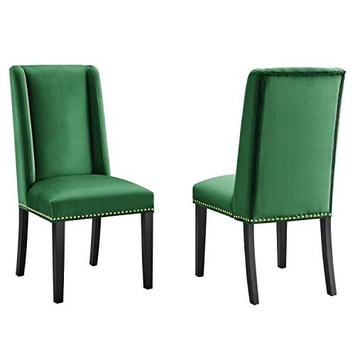 Modway Baron Velvet Set of 2 Dining Chairs with Emerald Finish EEI-5012-EME