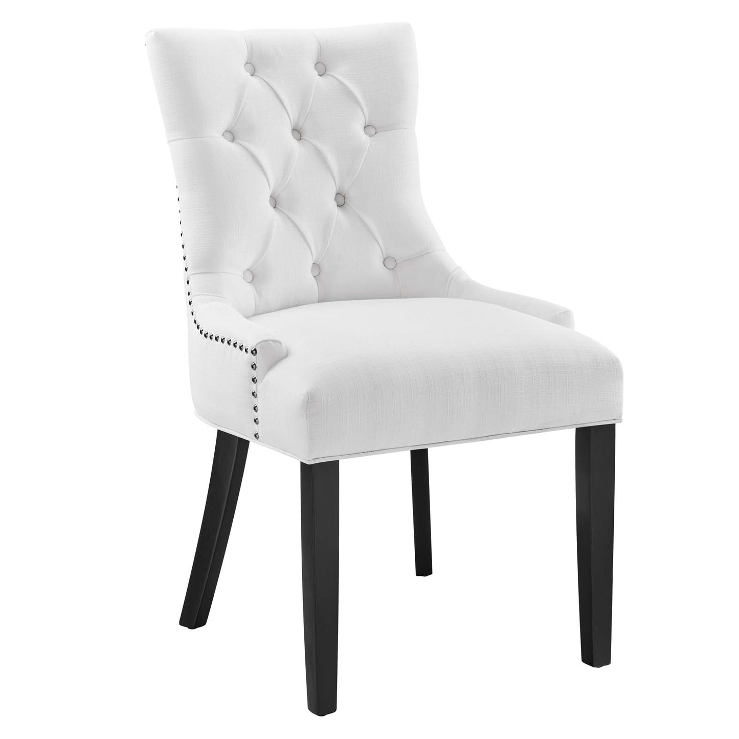 Modway Regent Modern Tufted Upholstered Fabric Two Dining Chairs with Nailhead Trim in White