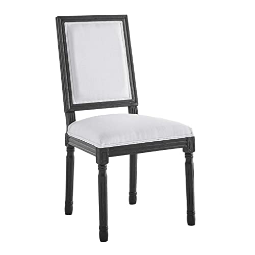 Modway Court French Vintage Upholstered Fabric Dining Chair in Black White