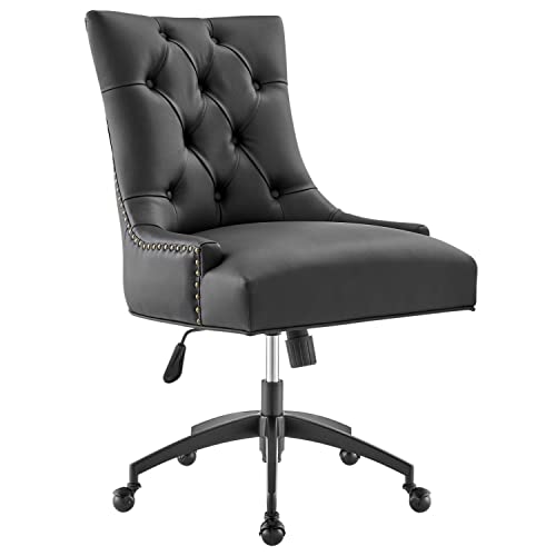 Modway Regent Tufted Vegan Leather Swivel Office Chair Black