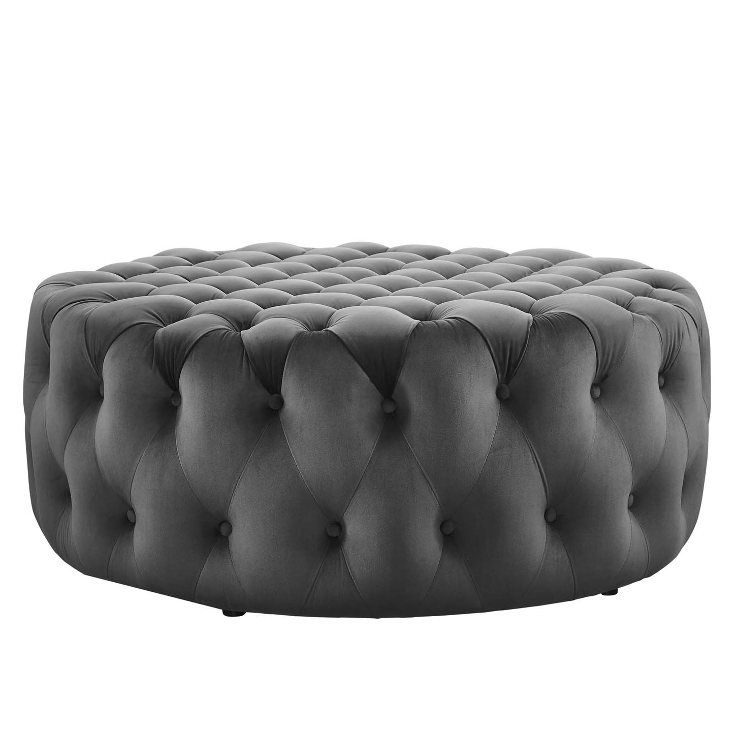 Modway Amour Tufted Button Velvet Large Round Ottoman with Gray EEI-5469-GRY