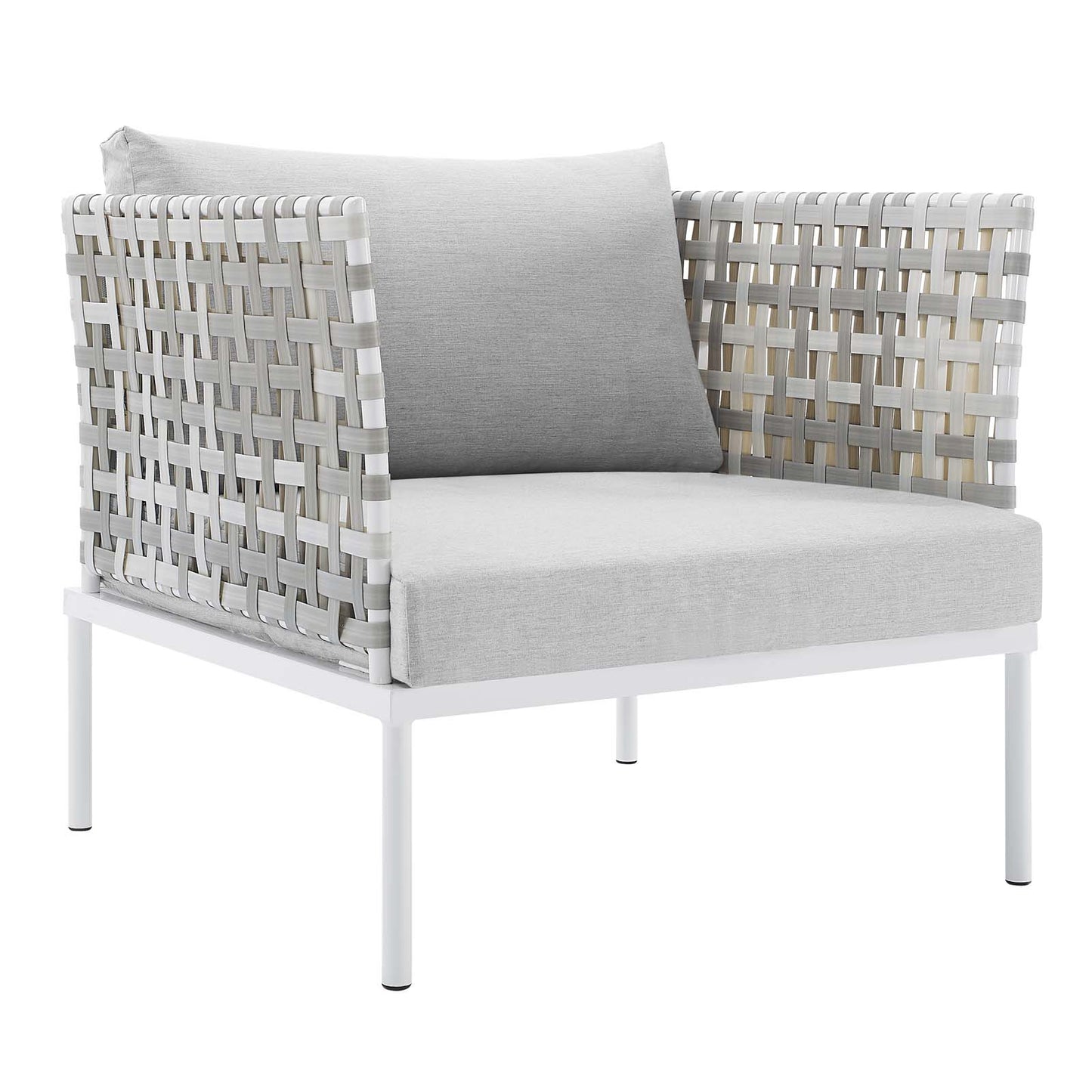 Modway Harmony Sunbrella Basket Weave Outdoor Patio Aluminum Armchair, Taupe Gray