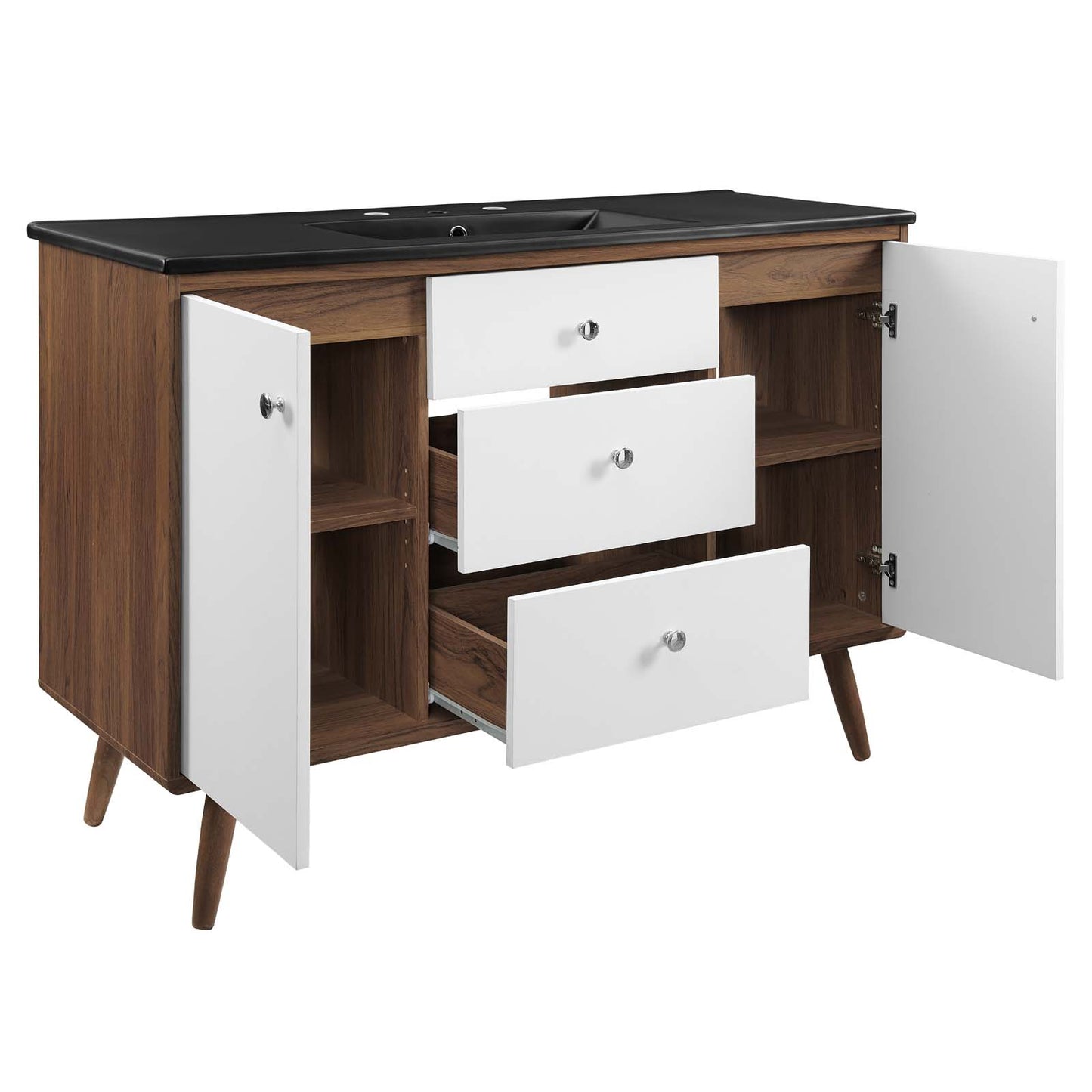 Modway Transmit 48" Bathroom Vanity in Walnut Black