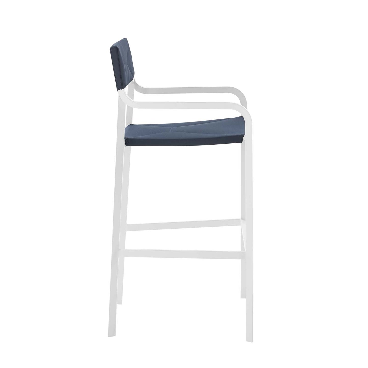 Modway Raleigh Aluminum Outdoor Bar Stool in White and Navy (Set of 2)