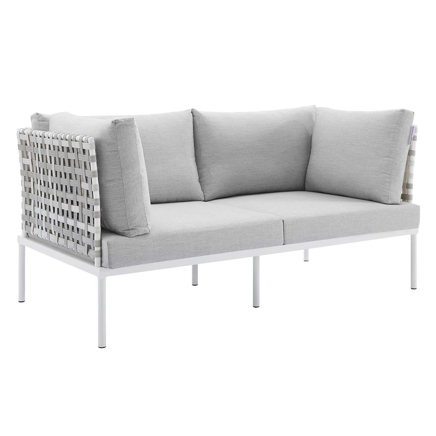 Modway EEI-4961-TAU-GRY Harmony Sunbrella Basket Weave Taupe Gray Outdoor Patio Aluminum Loveseat