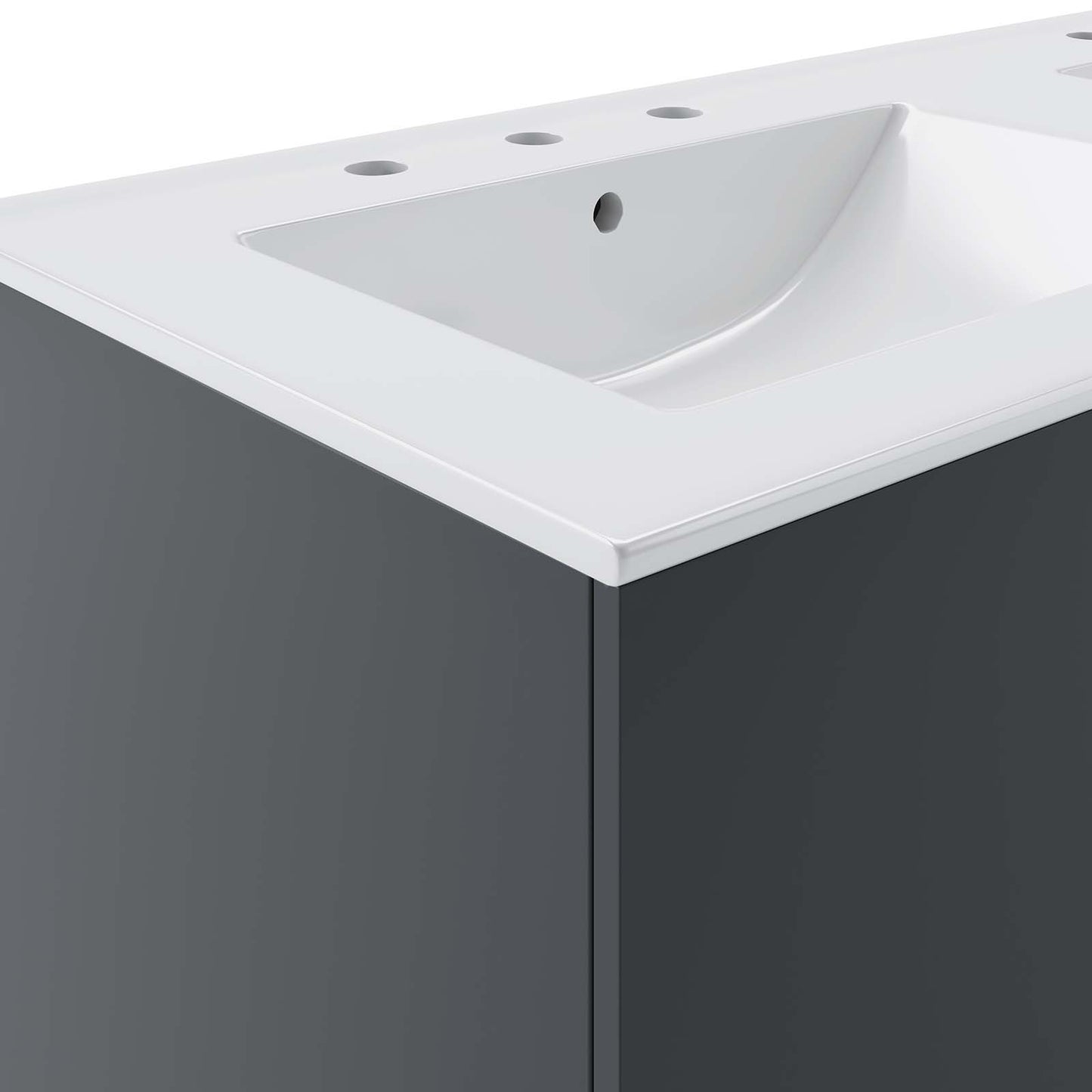 Modway Vitality 48" Wall-Mount Double Sink Bathroom Vanity in Gray White, 47.5 x 45.5 x 50