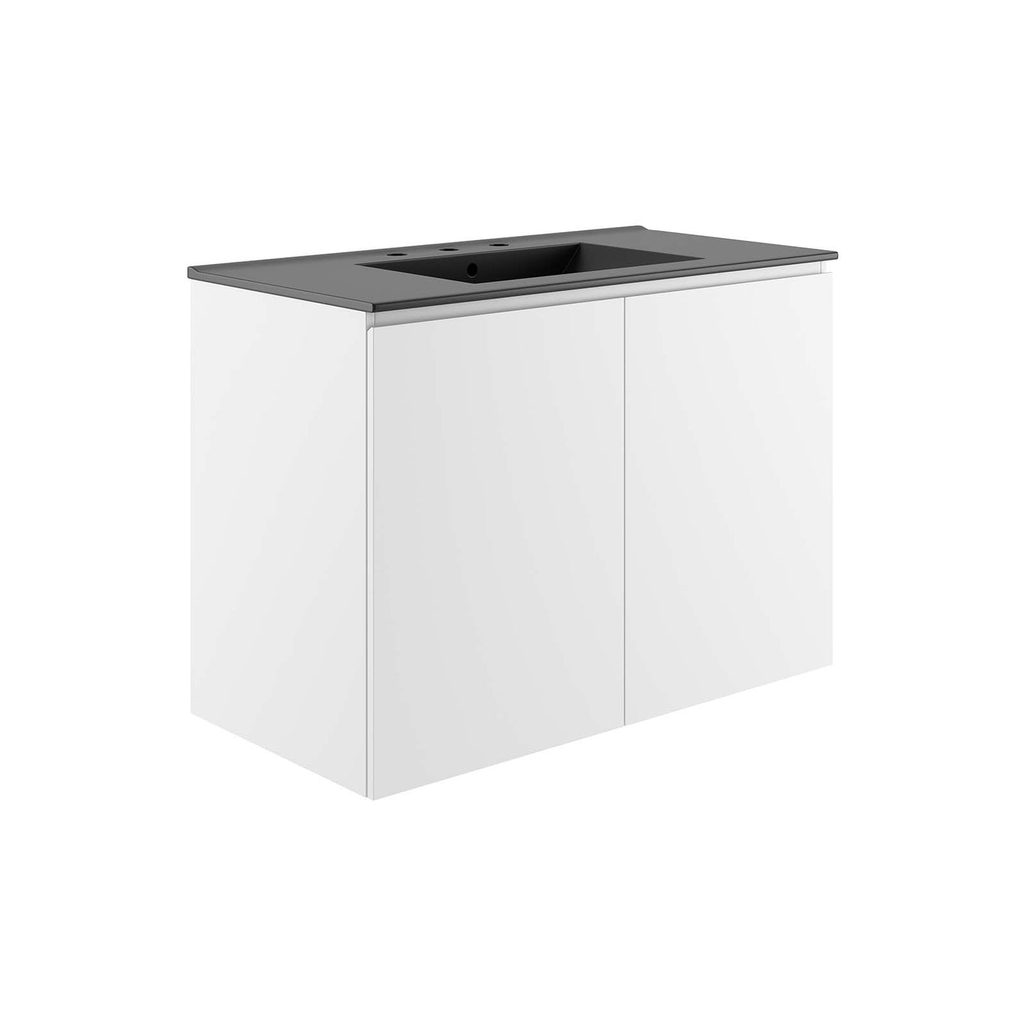 Modway White and Black Bryn Wall-Mount Bathroom Vanity EEI-5779-WHI-BLK