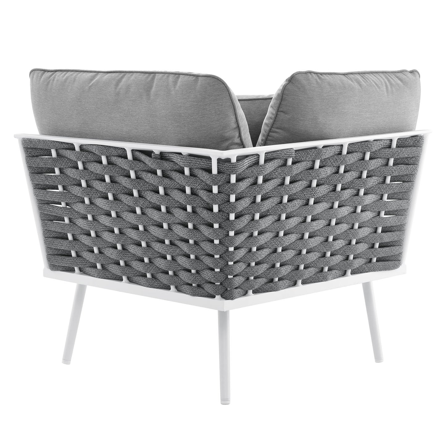 Modway Stance Patio Aluminum Corner Chair with White Gray EEI-5567-WHI-GRY