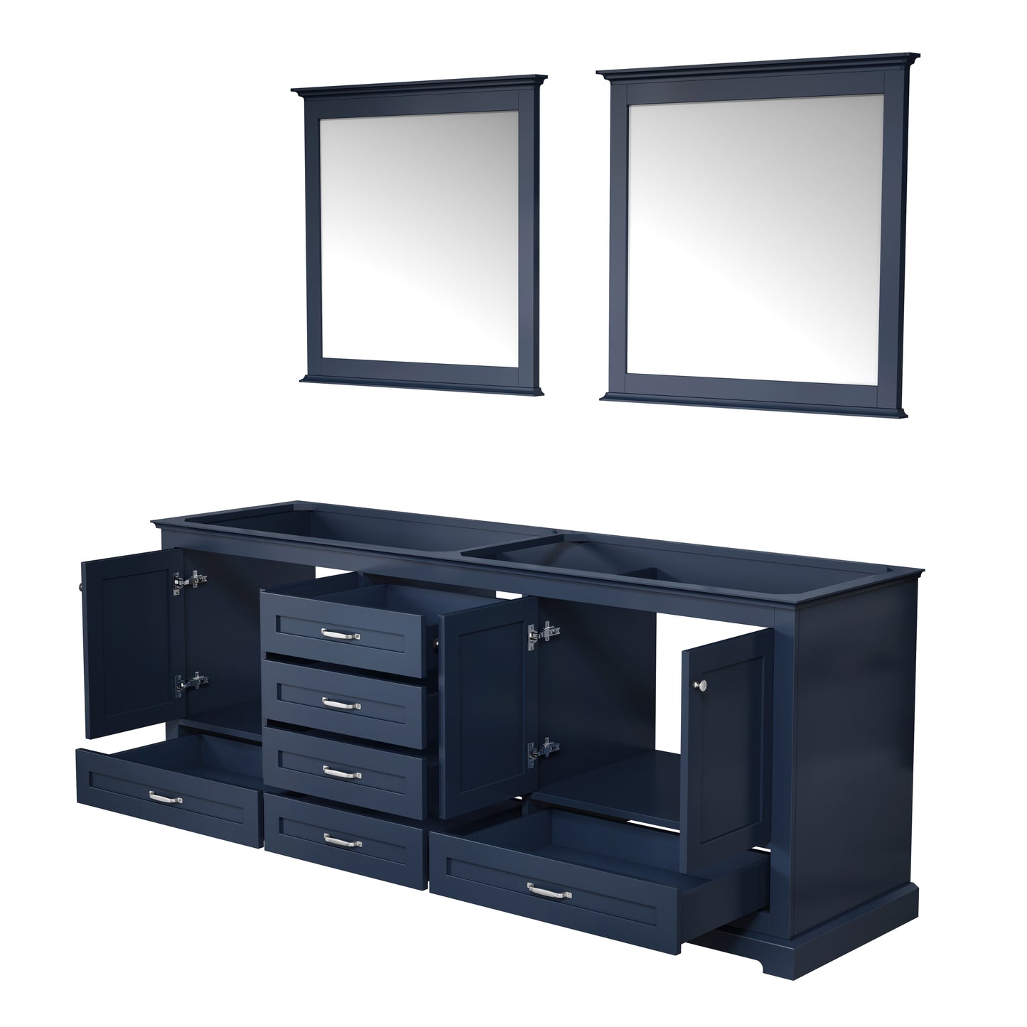 Dukes 80" Navy Blue Double Vanity, no Top and 30" Mirrors