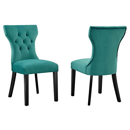 Modway Silhouette Velvet Set of 2 Dining Chairs with Teal Finish EEI-5014-TEA