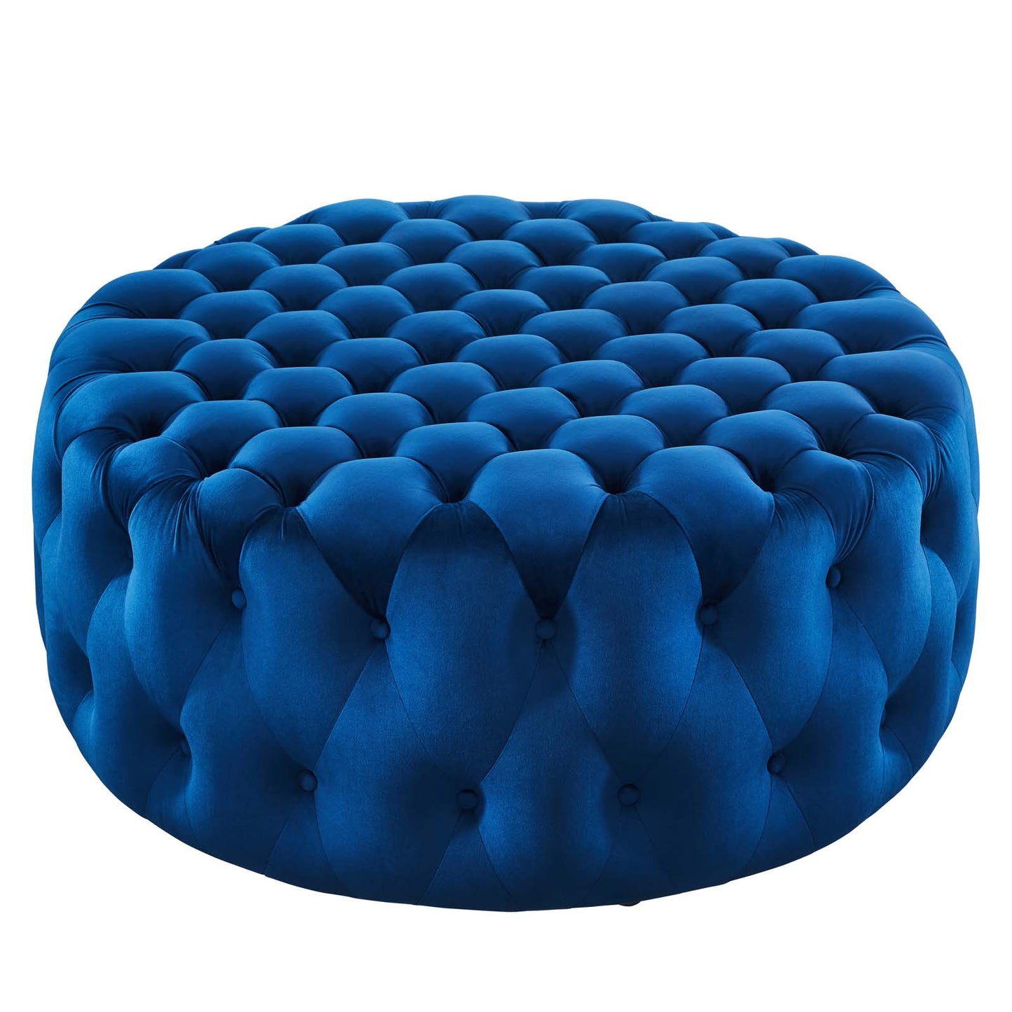 Modway Amour Tufted Button Velvet Large Round Ottoman with Navy EEI-5469-NAV