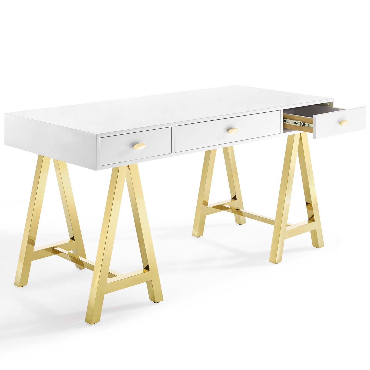 Modway Jettison Office Desk, Gold White