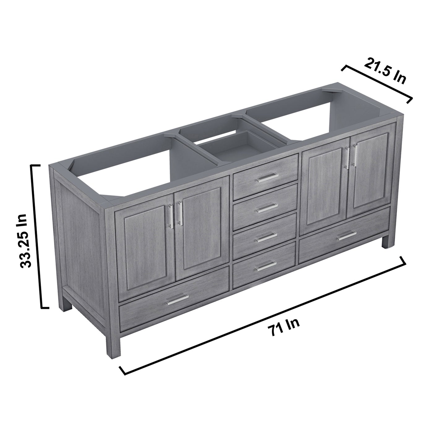 Jacques 72" Distressed Grey Vanity Cabinet Only