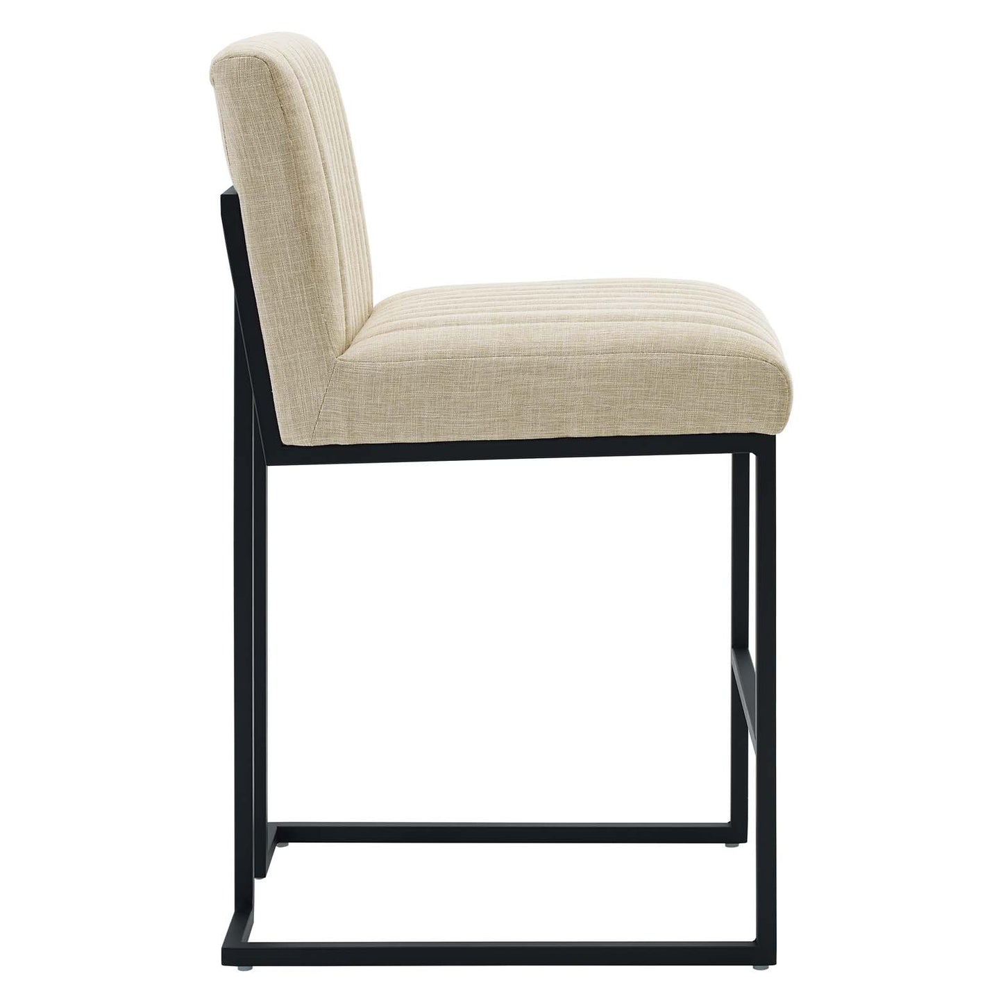 Modway Indulge Channel Tufted Fabric Counter Stools - Set of 2 in Beige