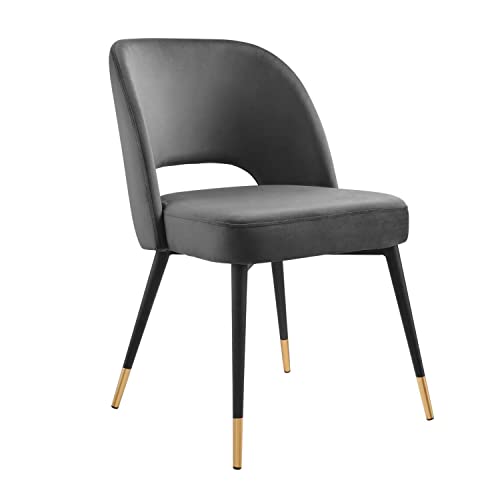 Modway Rouse Performance Velvet Dining Side Chair in Charcoal