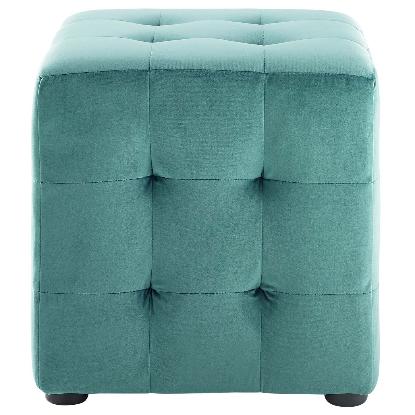 Modway Contour Tufted Button Cube Performance Velvet Ottoman, Teal 15.5"L x 15.5"H