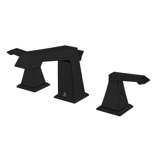 Balduina Brass 3 Hole 8" Widespread Bathroom Faucet - Matte Black