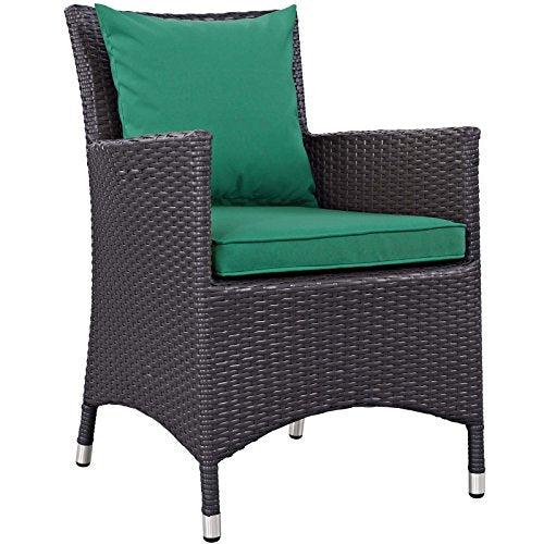 Modway Convene Wicker Rattan Outdoor Patio Dining Armchairs with Cushions in Espresso