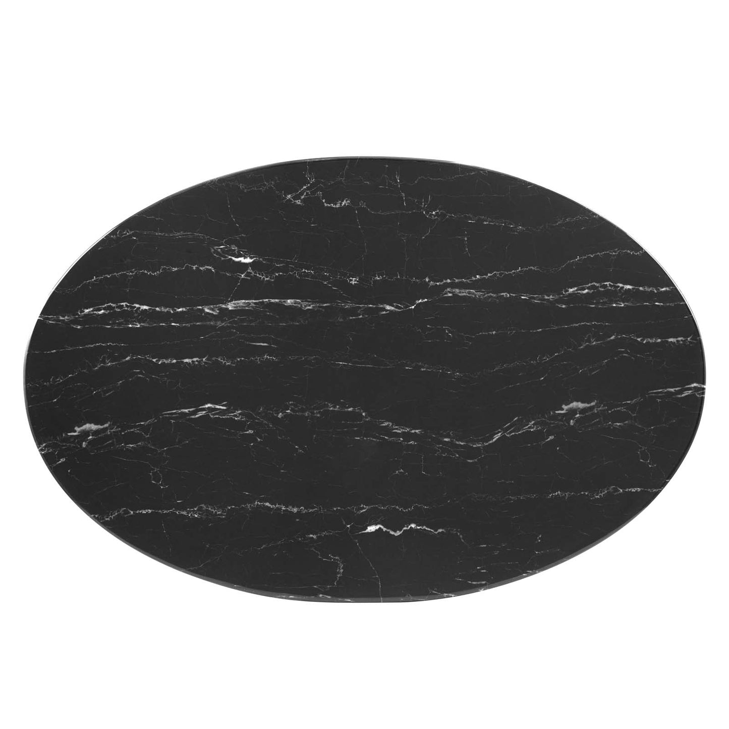 Modway Lippa Oval Artificial Marble 42" Dining Table, Gold Black