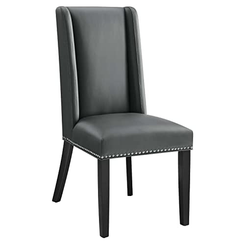 Modway Baron Upholstered Vegan Leather Tall Back Dining Parsons Chair with Nailhead Trim