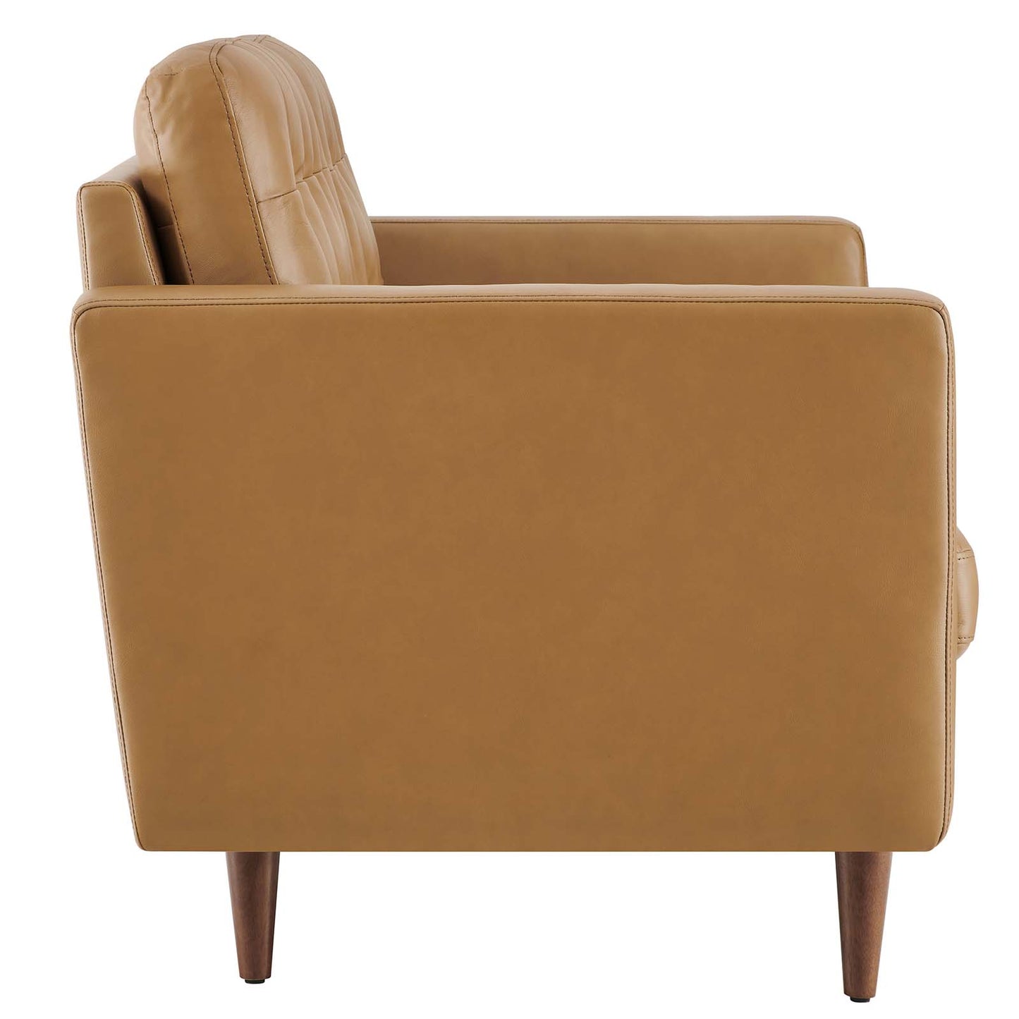 Modway Exalt Vegan Leather Tufted Loveseat in Tan