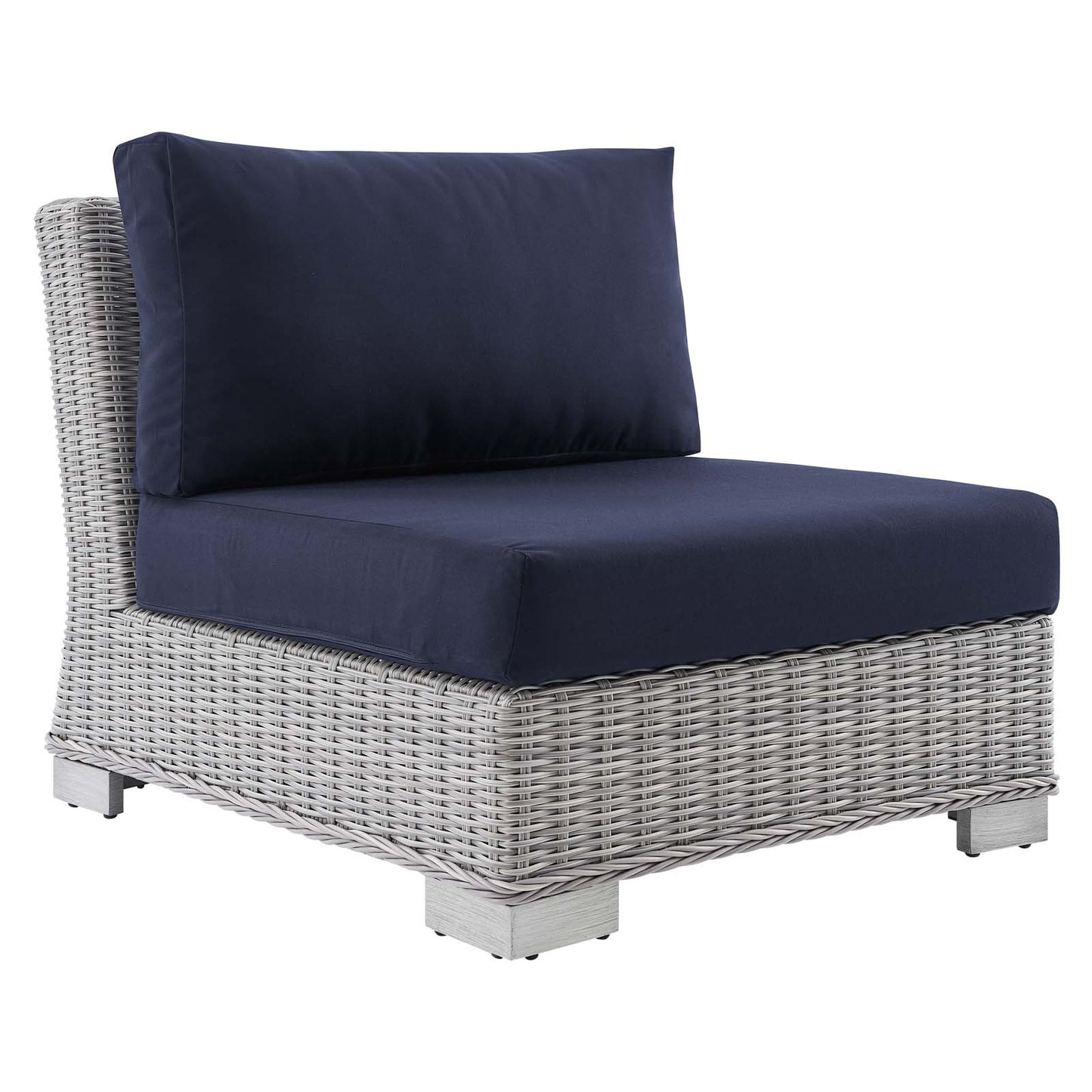 Modway EEI-3980-LGR-NAV Conway Outdoor Patio Wicker Rattan Armless Chair, Light Gray Navy