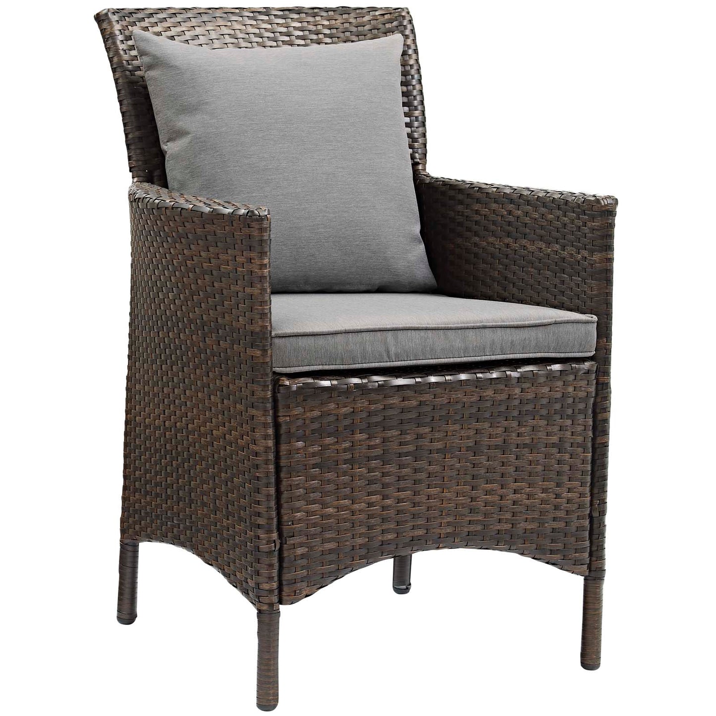 Modway Conduit Wicker Rattan Outdoor Patio Dining Arm Chair with Cushion