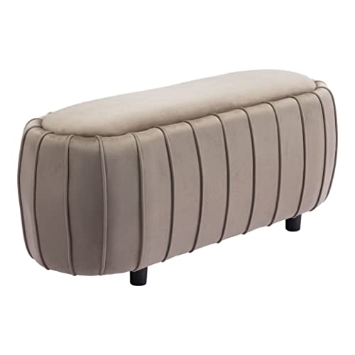 Zuo Modern - Ghenta Bench Beige - Modern - Seating - Plywood, Polypropylene, Foam, 100% Polyester - Indoor - 18.1in Height