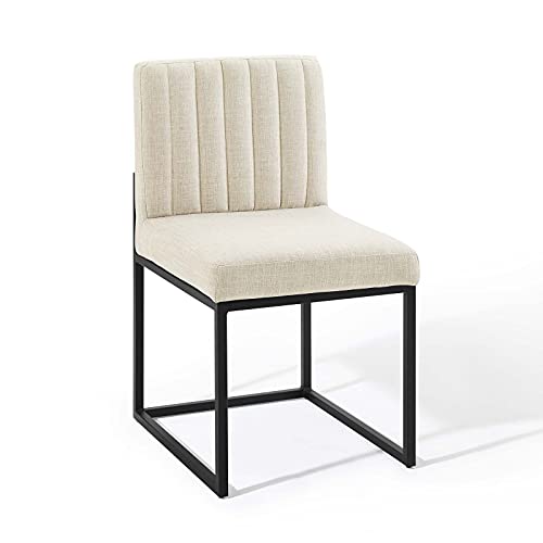 Modway Carriage Channel Tufted Sled Base Upholstered Fabric Dining Chair