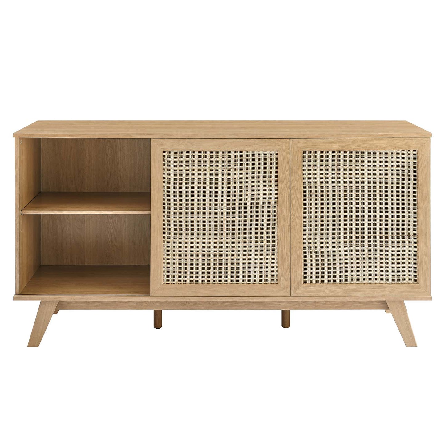 Modway Soma 59" Rattan High TV Stand Sideboard, Oak