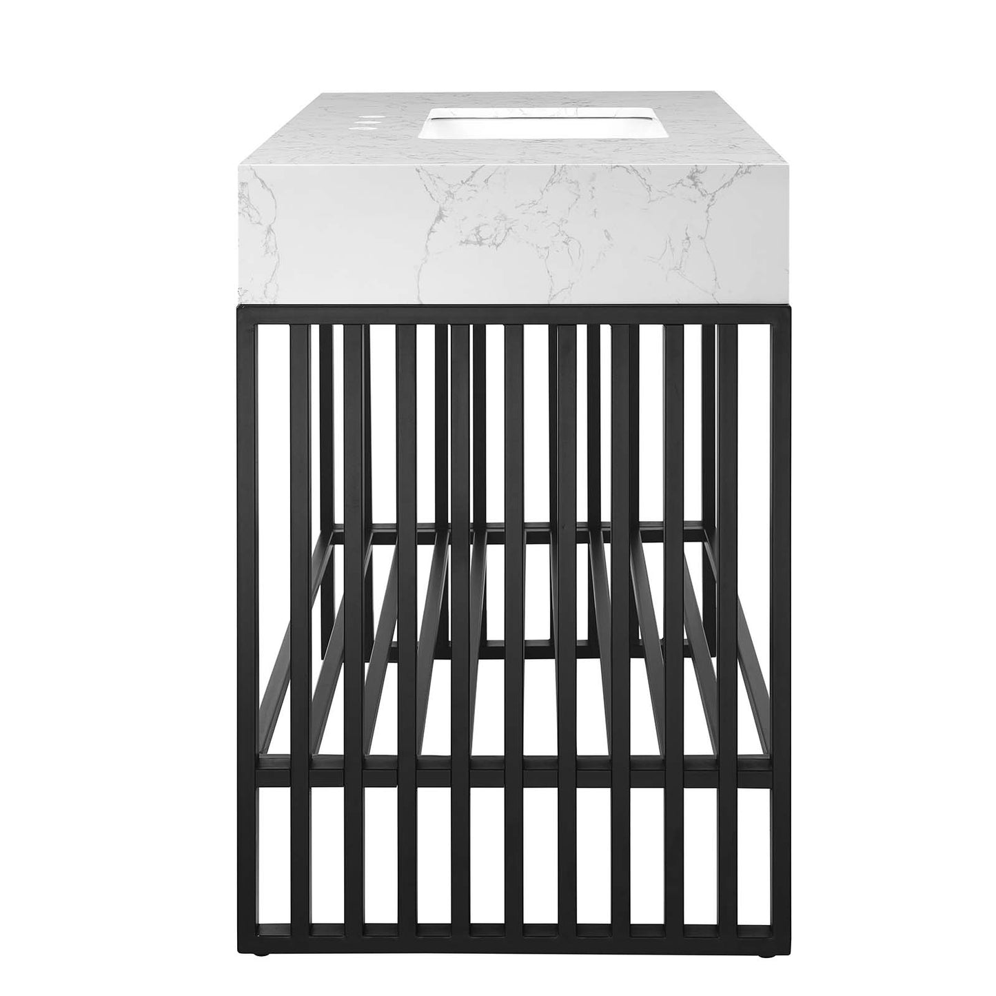 Modway Gridiron 48" Bathroom Vanity in White Black Cabinet