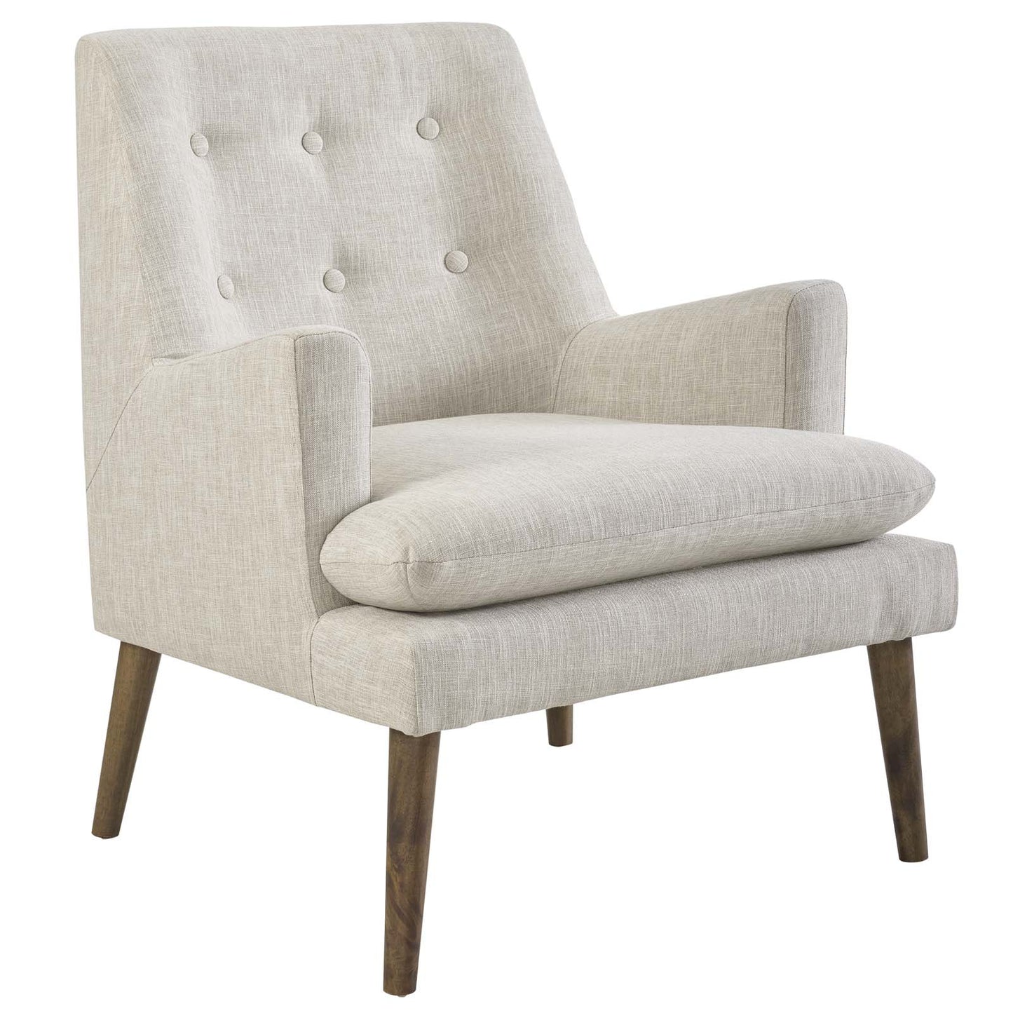 Modway Leisure Mid-Century Modern Upholstered Fabric Lounge Accent Chair in Beige