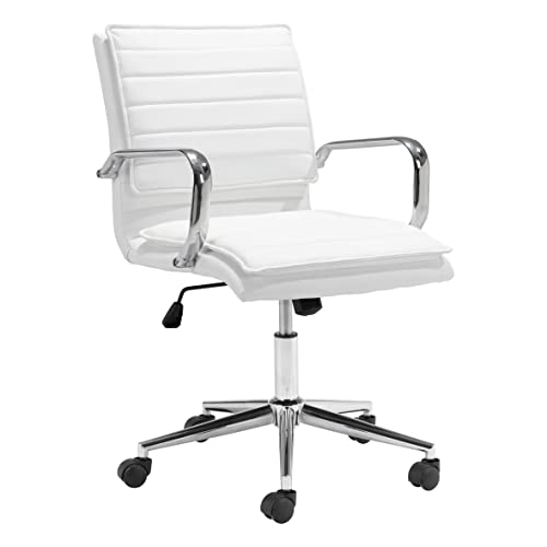 Zuo Modern - Partner Office Chair White - Modern - Seating - Steel, Plywood, Foam, 100% Polyurethane - Indoor - 38.2in Height