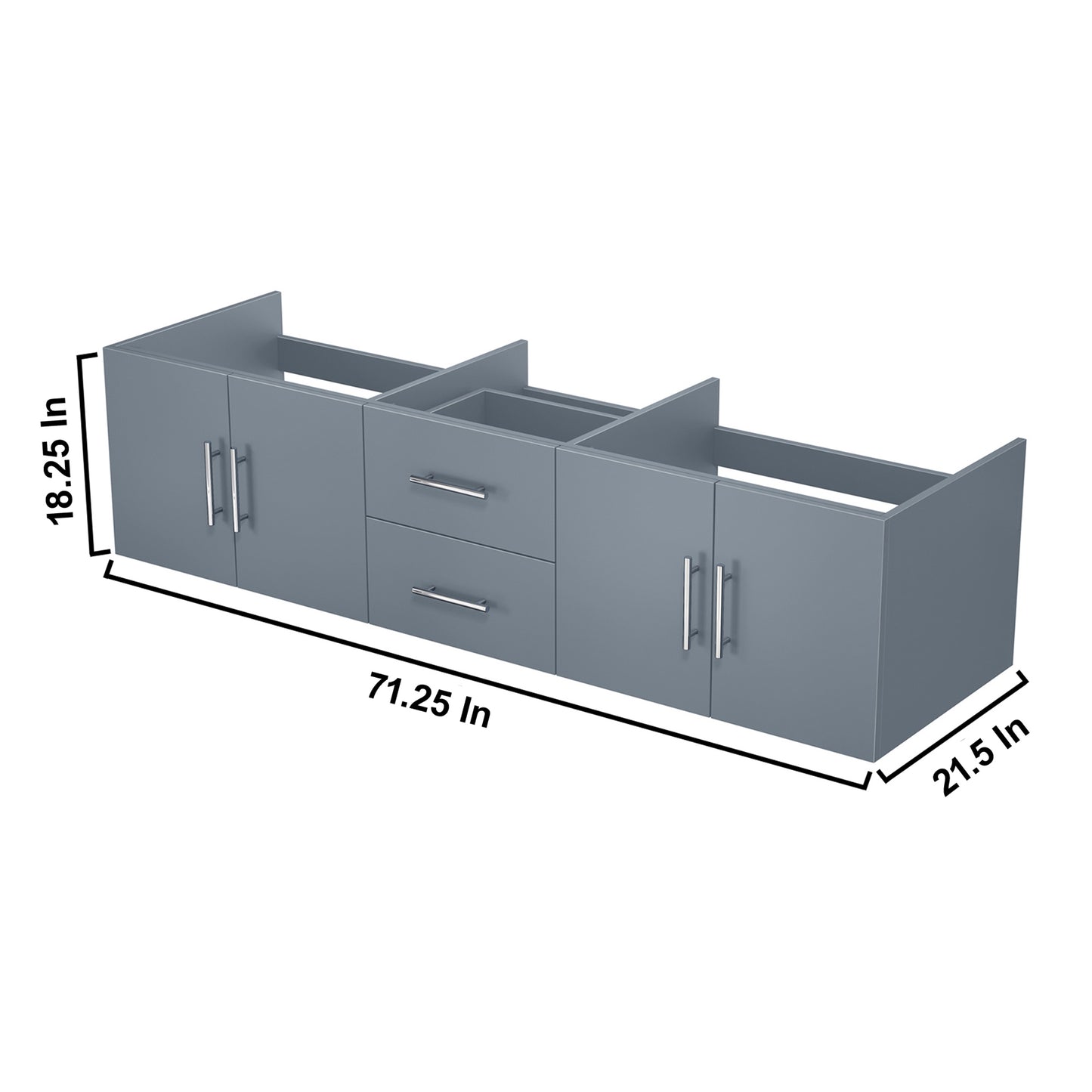 Geneva 72" Dark Grey Vanity Cabinet Only