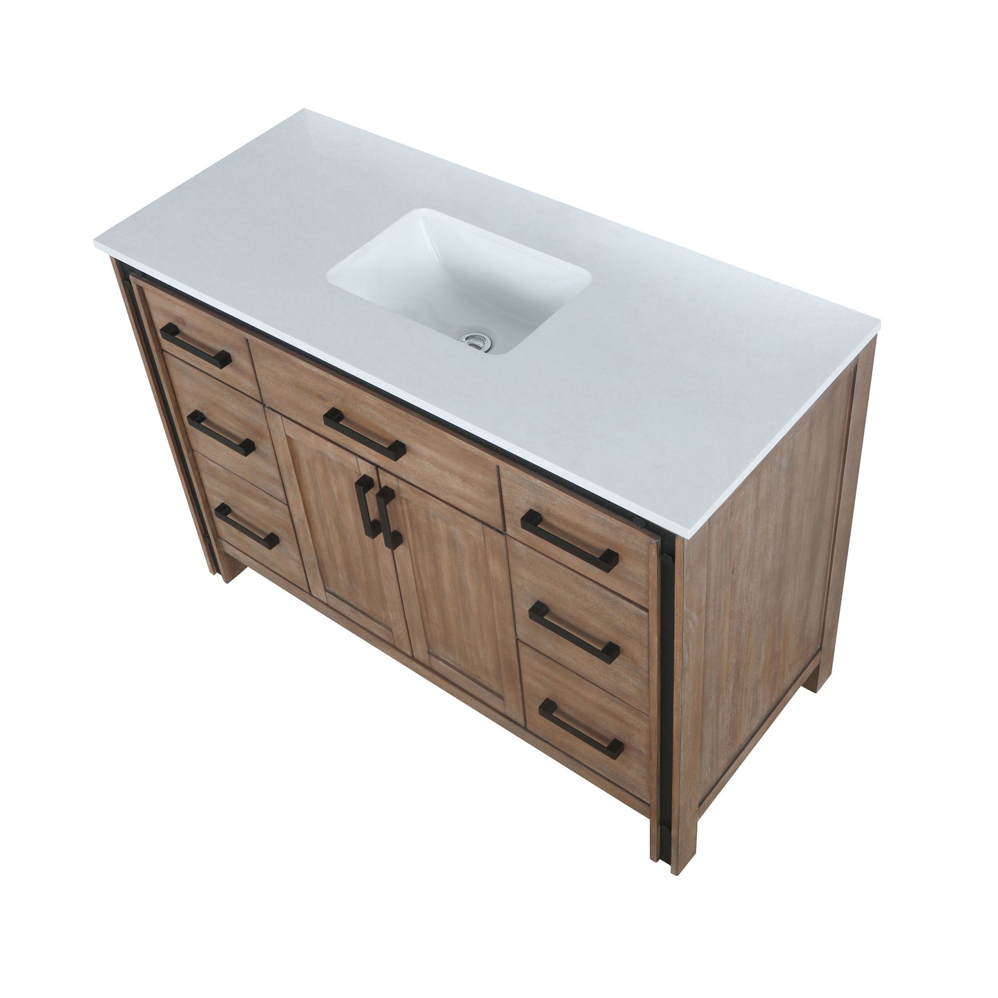 Ziva 48" Rustic Barnwood Single Vanity, Cultured Marble Top, White Square Sink and no Mirror