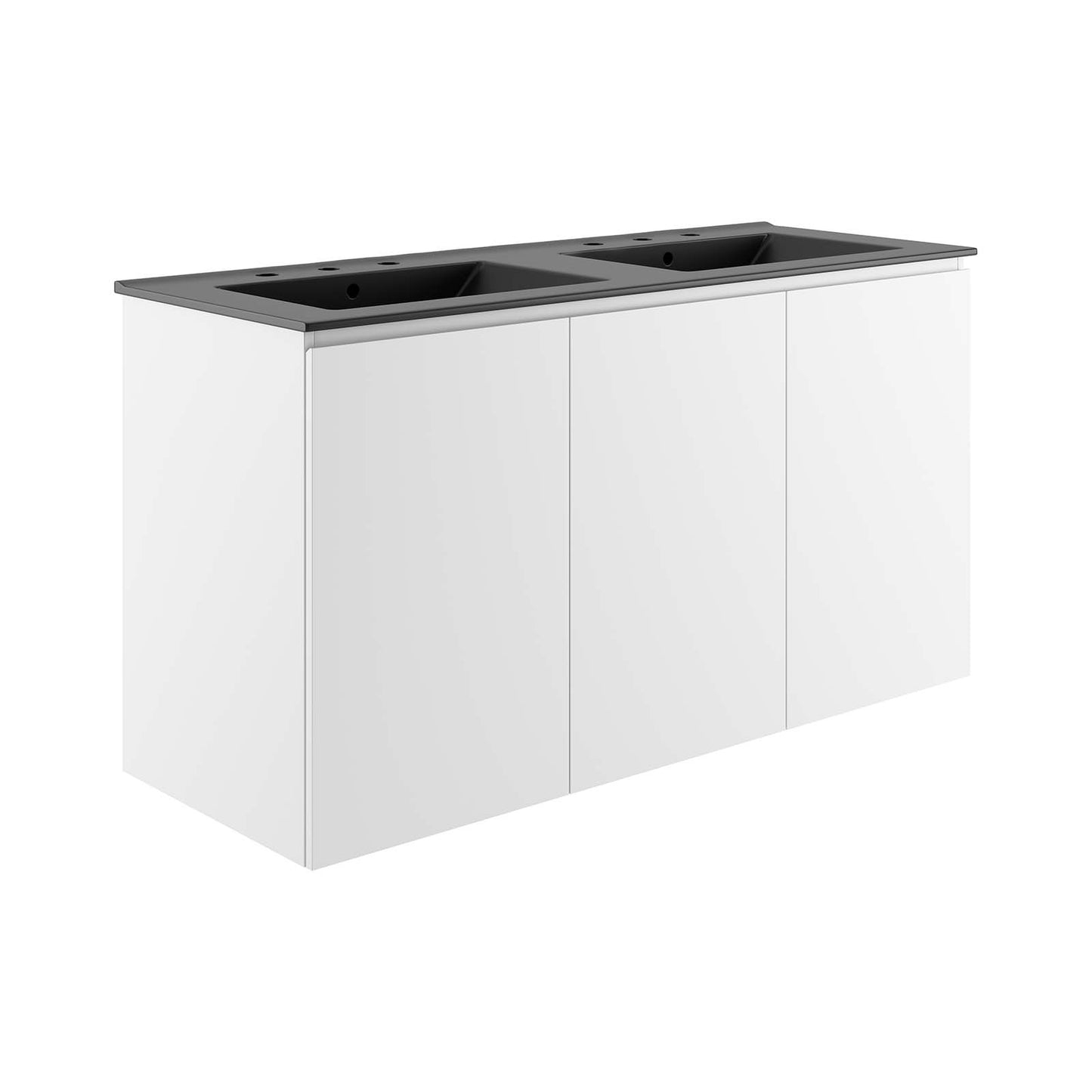 Modway White Bryn Wall-Mount Double Sink Bathroom Vanity EEI-5781-WHI-BLK