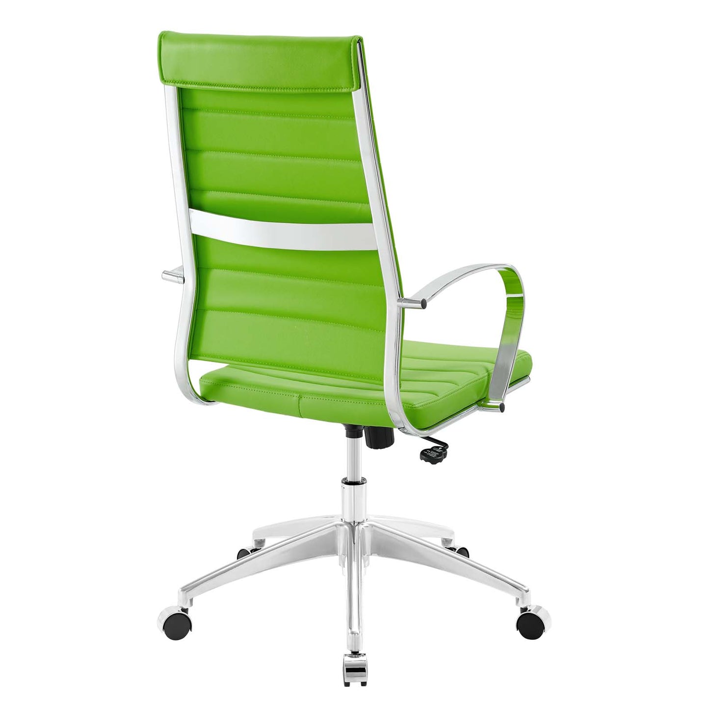 Modway Jive High Back Ribbed Faux Leather Office Swivel Chair in Bright Green