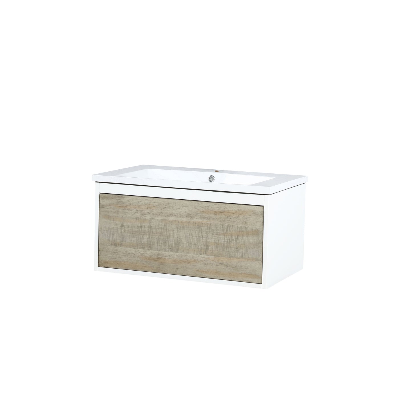 Scopi 30" Rustic Acacia Bathroom Vanity and Acrylic Composite Top with Integrated Sink