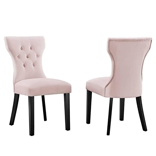 Modway Silhouette Velvet Set of 2 Dining Chairs with Pink Finish EEI-5014-PNK