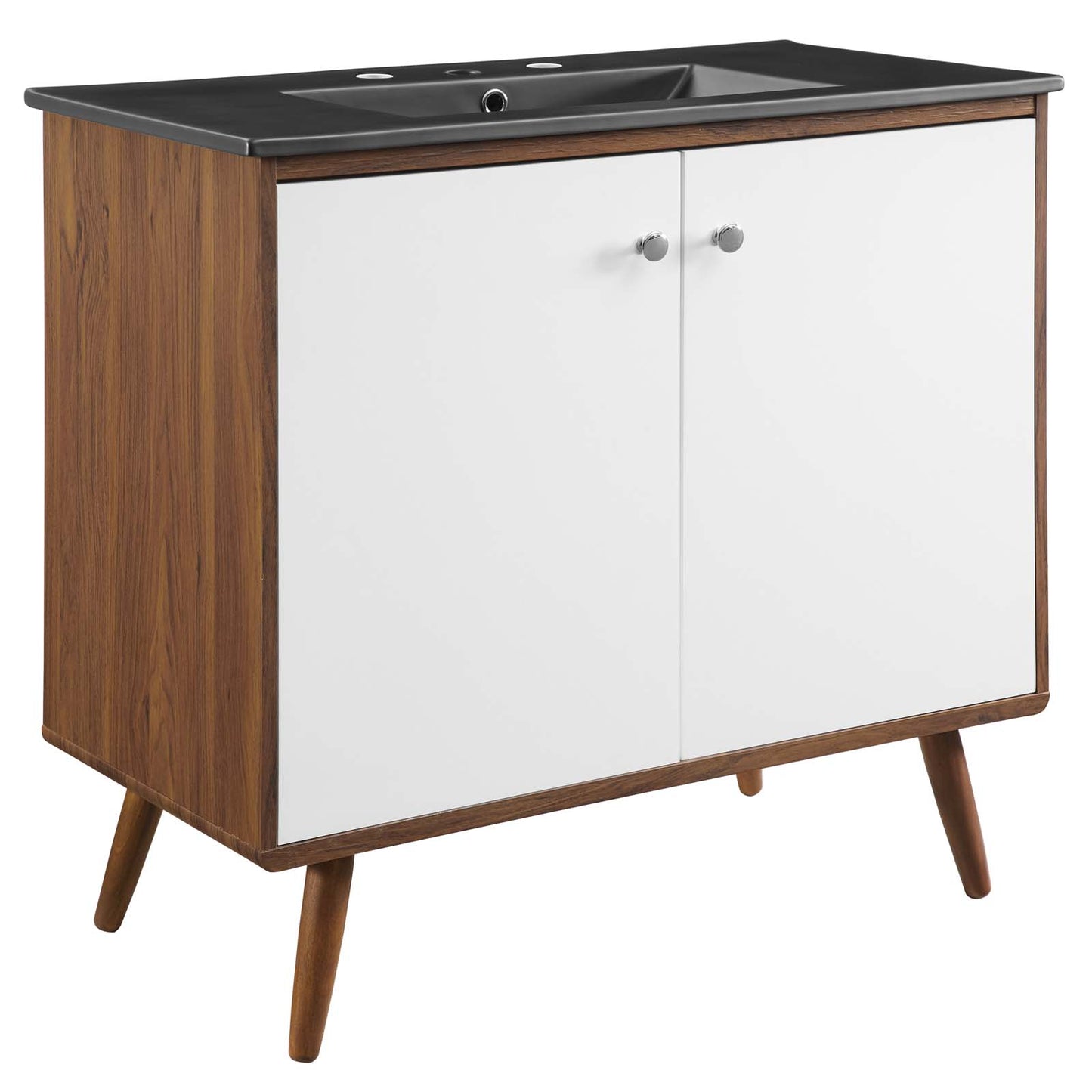 Modway Transmit 36" Bathroom Vanity in Walnut Black