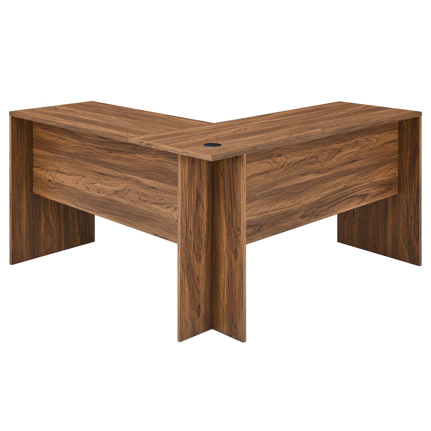 Modway Walnut Venture L-Shaped Wood Office Desk EEI-5703-WAL