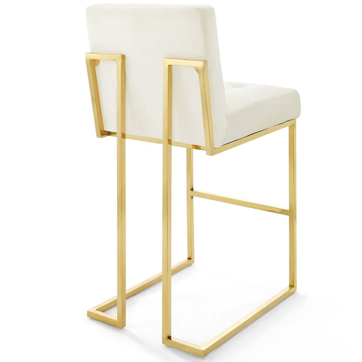 Modway Privy Gold Stainless Steel Performance Velvet Bar Stool Set of 2 in Gold Ivory