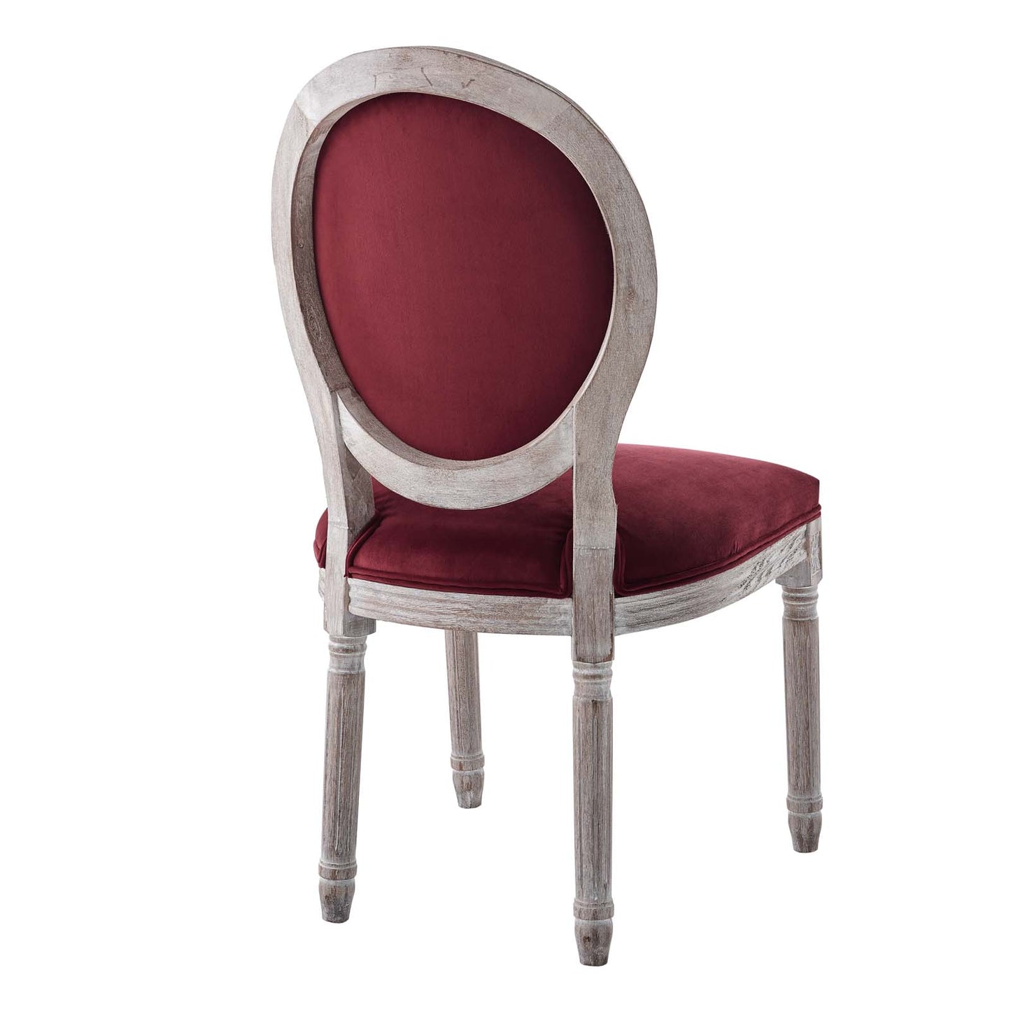 Modway Arise French Vintage Performance Velvet Dining Chair in Natural Maroon