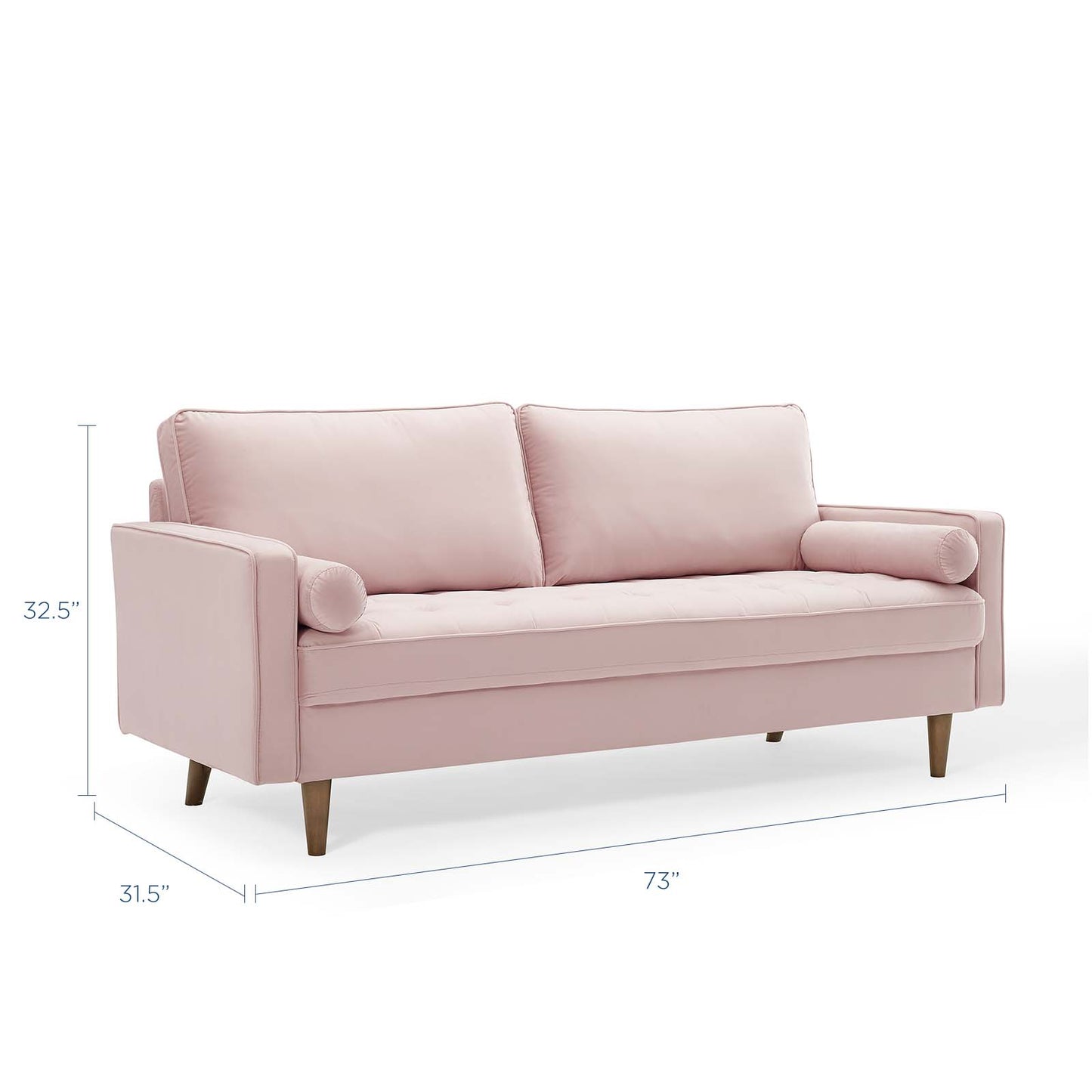 Modway Valour Velvet Sofa in Pink