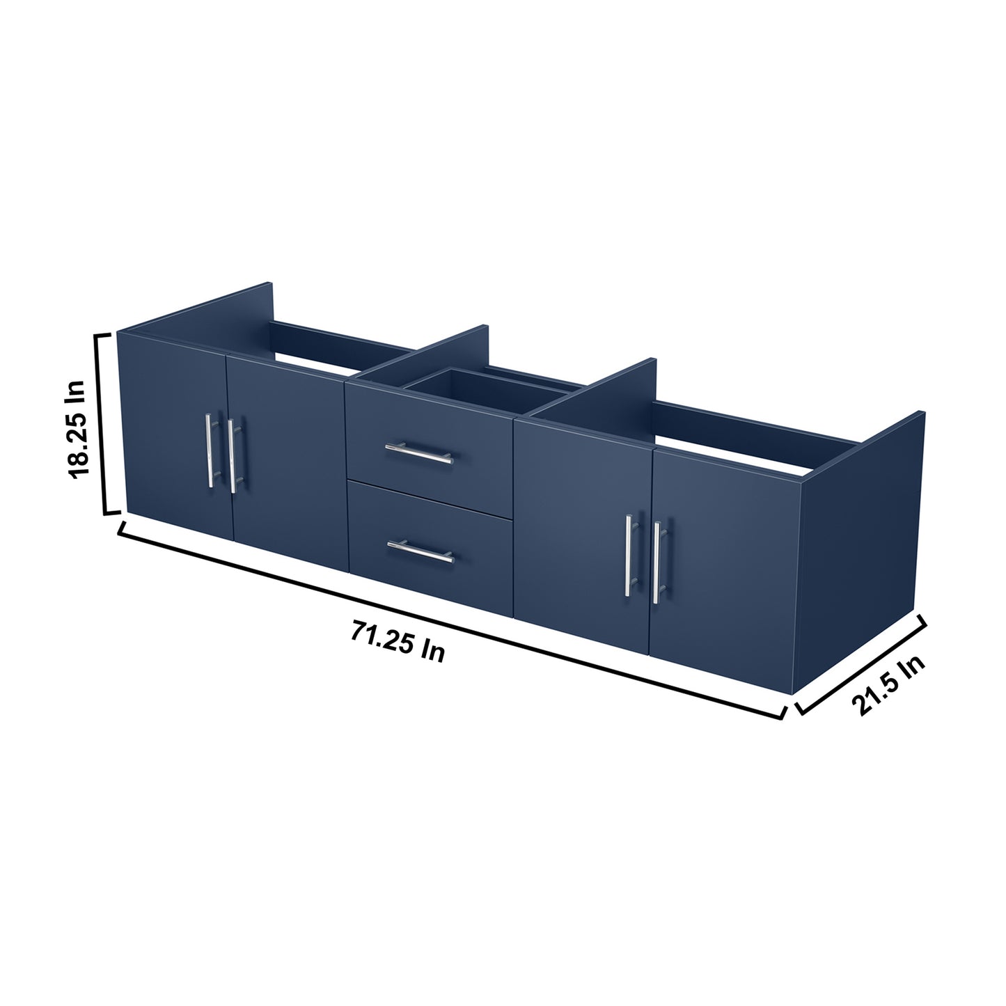 Geneva 72" Navy Blue Vanity Cabinet Only